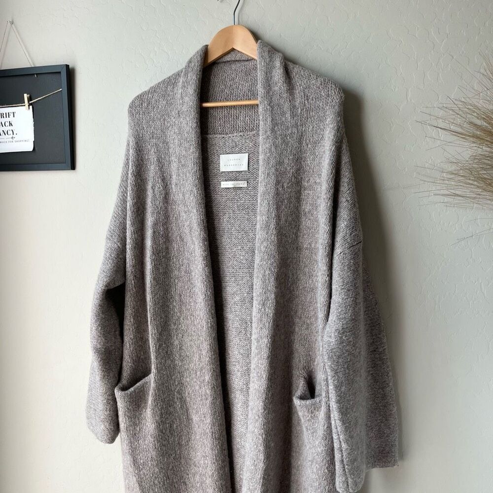 Lauren Manoogian Cardigan Long Shawl Alpaca Duster Cardigan Gray O/S - Picture 3 of 9